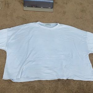 CHARLOTTE RUSSE baby blue cropped shirt